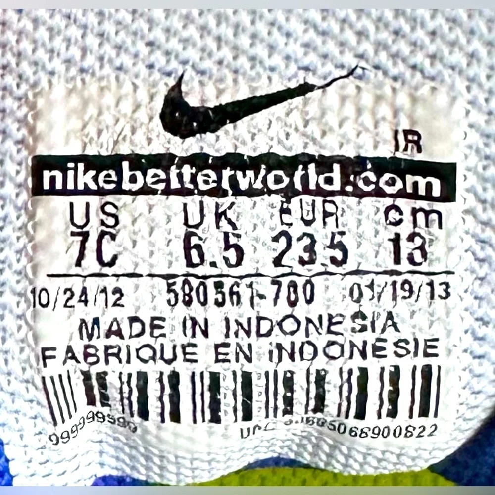 Nike Baby Toddler Medium Green Shoes 580561-700 Size 7 C Velcro Strap